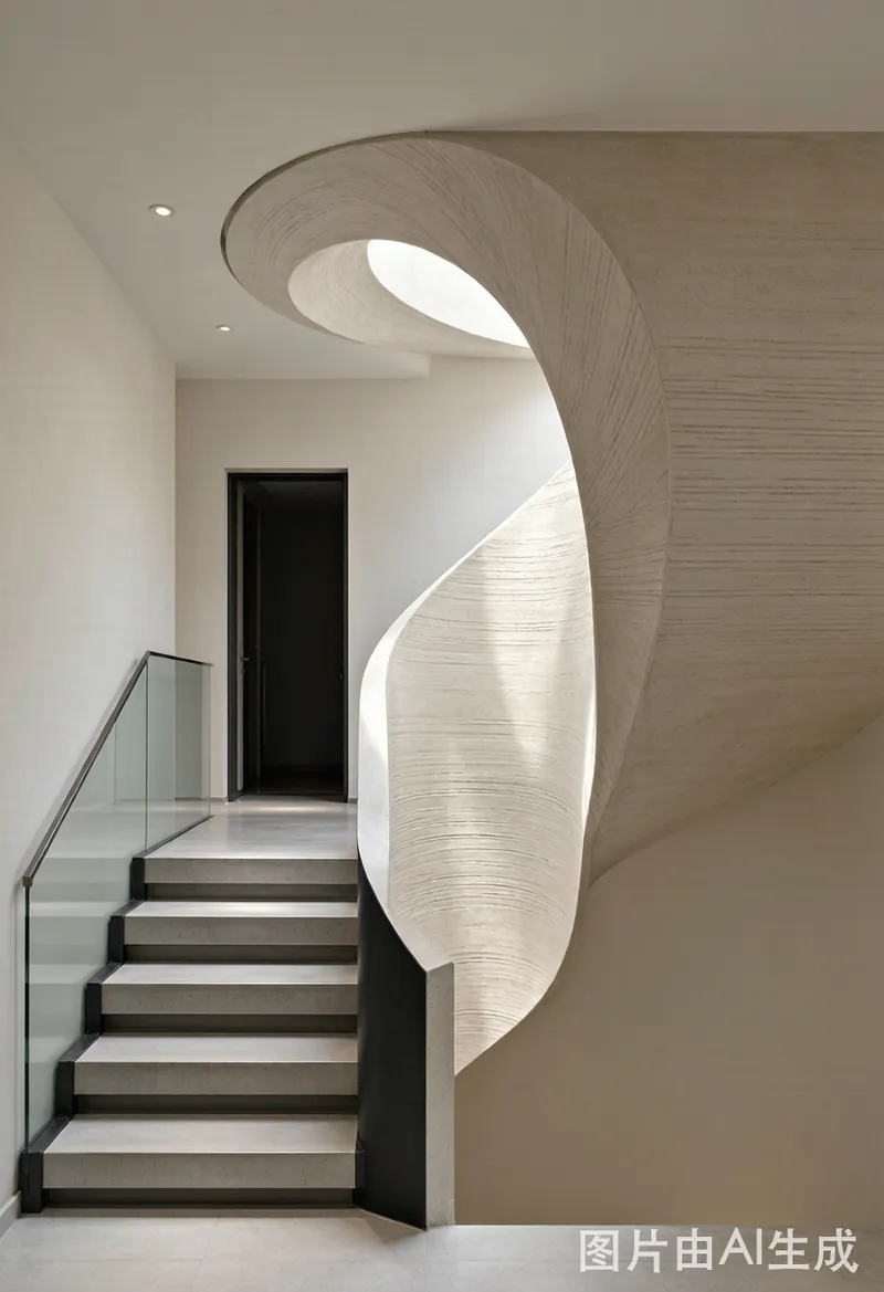 弧形木楼梯 / Curved Wood Staircase