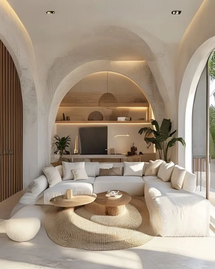 巴厘风奶油石拱形公寓客厅 / Bali-inspired Cream Stone Living Room