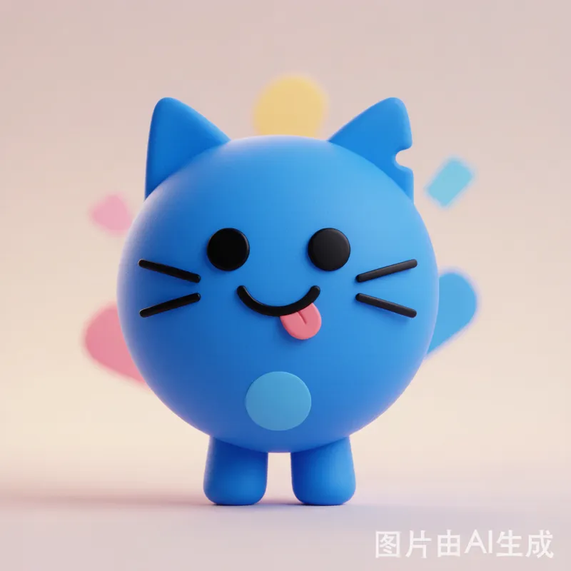 蓝色猫咪角色 / Blue Cat Mascot