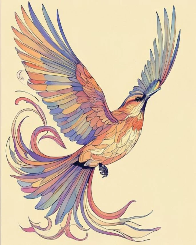 比亚兹莱风飞鸟扁平插画 / Beardsley Bird Flat Illustration