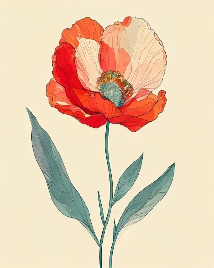 绽放花朵扁平插画 / Flat Flower Bloom